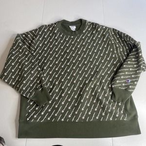 Vtg Champion Reverse Weave Sweatshirt 3XL Dark Green Spell Out Front Back XXXL